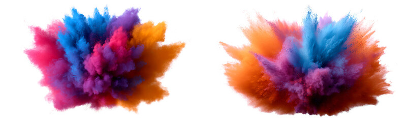 Fototapeta premium Powder Explosion in Mid Air Creating Colorful Dispersion Isolate on Transparent Background, cutout, png