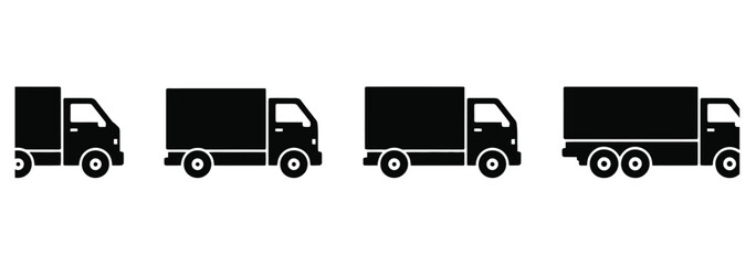 WebStreamlined delivery truck icons for logistics solutions and transportation services, perfect for branding and website design, showcasing efficient cargo and freight shipping