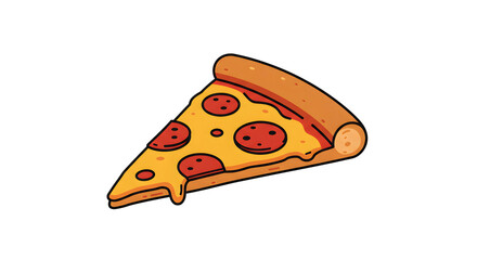 Cartoon Slice of Pepperoni Pizza with Dripping Cheese png clear alpha channel cutout isolated on transparent background