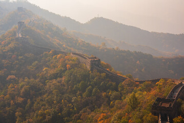 Great Wall of China, famous landmark in autumn landscape