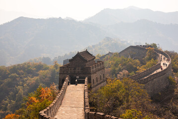 Great Wall of China, famous landmark in autumn landscape