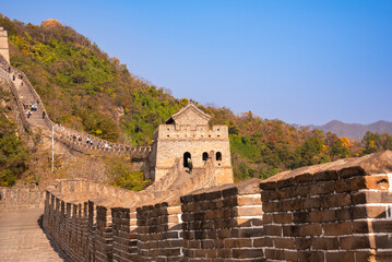 Great Wall of China, famous landmark in autumn landscape