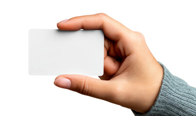 Obraz premium Blank Business Card in Hand for Design Isolate on Transparent Background, cutout, png
