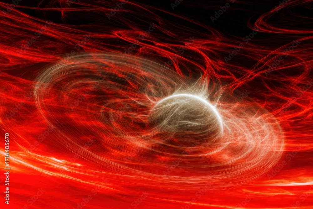 Aufkleber cosmic collision creating vibrant red and white swirling patterns in the universe