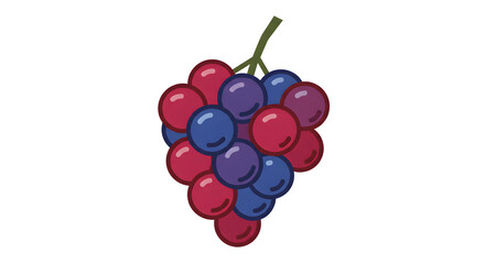 Fototapeta premium Stylized Bunch of Grapes with Red and Blue Berries png clear alpha channel cutout isolated on transparent background