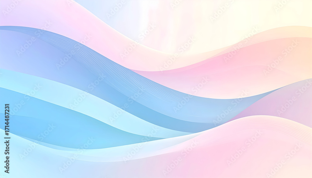 Poster soft pastel abstract background with smooth flowing waves and gentle gradients