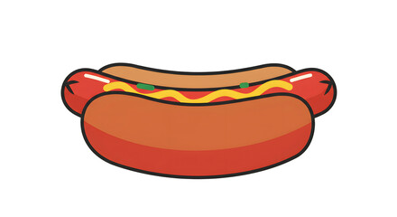 Stylized Hot Dog with Mustard and Relish - Flat Design Icon png clear alpha channel cutout isolated on transparent background