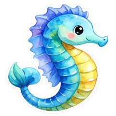 Fototapeta premium Cute cartoon seahorse