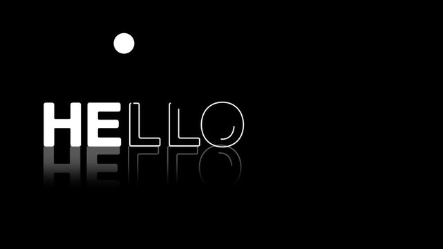 animated jumping or bouncing ball Hello May text word lettering typography glow neon reveal, Bright letters jump in the inscription theme video,motion seamless loop white type on black bg  
