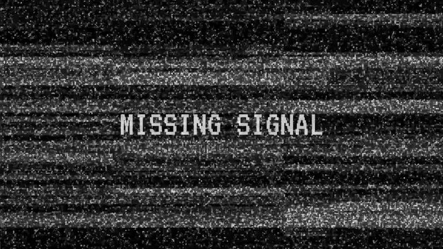 Missing signal message on tv screen. Suitable for technology, communication, and concepts related to disconnection or disruption visuals. Great for presentations or articles.