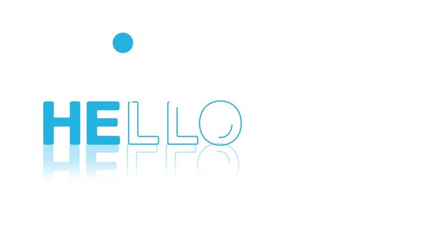 animated jumping or bouncing ball Hello May text word lettering typography glow neon reveal, Bright letters jump in the inscription theme video,motion seamless loop Blue type on white bg
