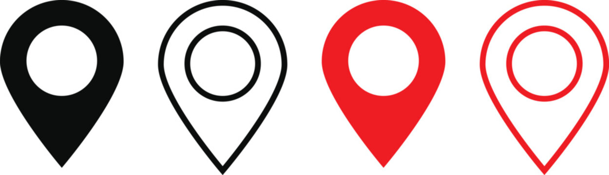 Location icon set. Gps navigation marker. Map pointer symbol
