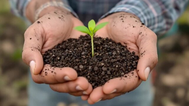 Hands Holding a Seedling: Symbol of New Life, Growth, and Environmental Awareness