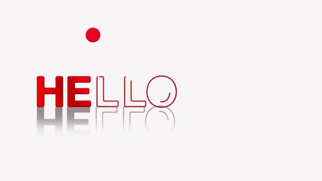 animated jumping or bouncing ball Hello May text word lettering typography glow neon reveal, Bright letters jump in the inscription theme video,motion seamless loop red type on white background gradi
