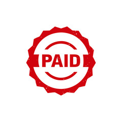 Red paid stamp vector graphic scalable icon for payment confirmation and transactions