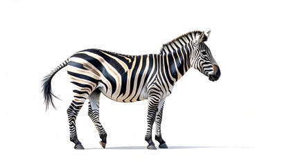 Zebra isolated on white background, with space for text; wallpaper