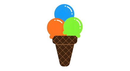 Vibrant Ice Cream Cone with Three Scoops on Gradient Background png clear alpha channel cutout isolated on transparent background