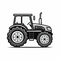 Tractor vectors icons set in filled and strokes on white background
