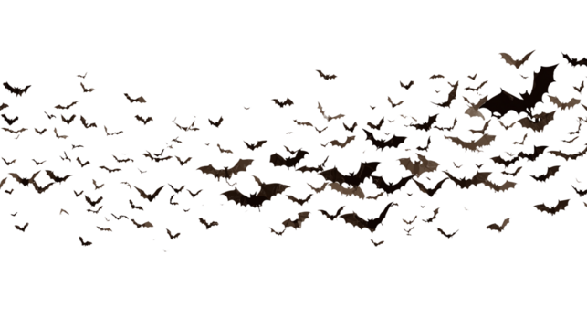 Swarm of Bats in Flight isolated on transparent background