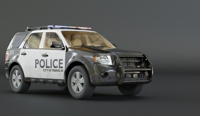 Police car, sedan, traffic police car, 3D illustration © nana