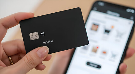 Black Credit Card and Smartphone - Modern Finance and Technology.
