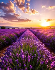 Obraz premium Lavender field at sunset (5)