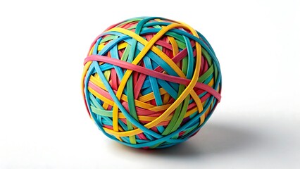 Colorful rubber band ball isolated on white background
