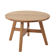 Wooden, three-leg table, isolated on white or transparent background, PNG format.