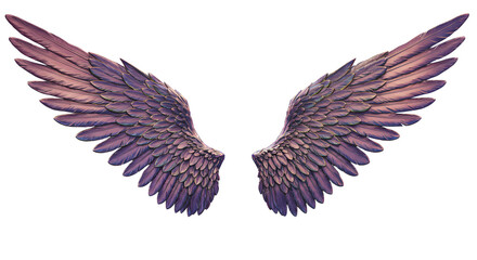 Obraz premium Elegant Angel Wings with Purple and Pink Hues png clear alpha channel cutout isolated on transparent background
