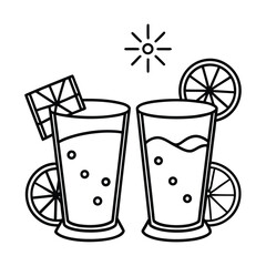 Quirky Illustration of Two Juice Glasses