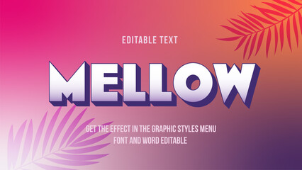 3D Editable Text Effect with sunset Gradient Colors and Tropical Summer Style, mellow, glam, chic
