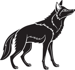 Black and White Jackal Silhouette Illustration with Dramatic Lighting