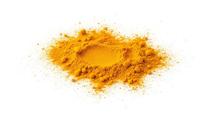 Golden turmeric powder bursts forth a vibrant spice of life spilling onto the darkness with a centered perspective and