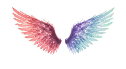 Obraz premium Glowing Angel Wings with Dual Color Gradient png clear alpha channel cutout isolated on transparent background