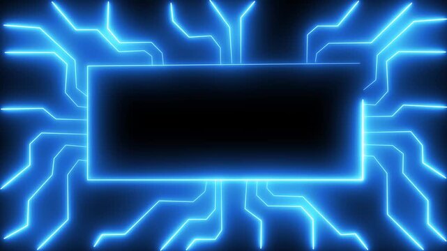 Blue Neon Security Circuit Board Abstract protection Glowing blue padlock on circuit board with digital data security technology 