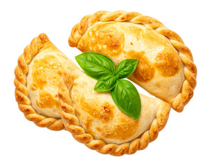  Keto-Friendly Mini Calzones with Herb Garnish, Top-Down View, isolated