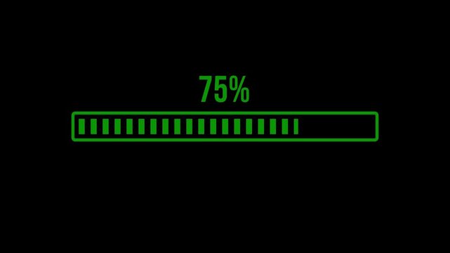 Loading bar animation 4k video 0 to 75 percentage