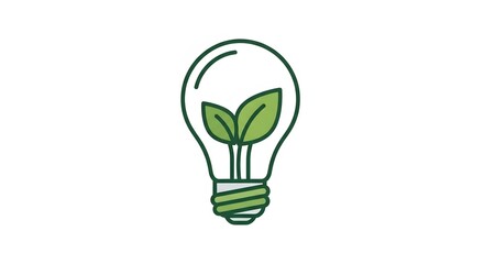 Eco friendly lightbulb with green plant inside icon.