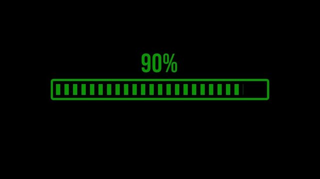 Loading bar animation 4k video 0 to 90 percentage