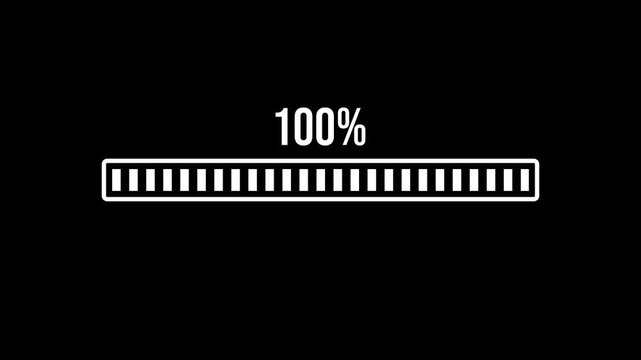 Loading bar animation 4k video 0 to 100 percentage