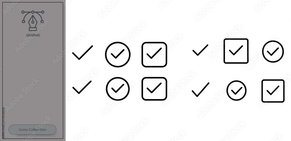 Poster Various checkmark and checkbox designs displayed in a simple layout suitable for user interface projects and design work