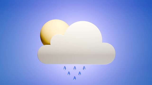 Anima&ccedil;&atilde;o de &iacute;cone minimalista com movimento limpo e cont&iacute;nuo. Sol encoberto e chuva.