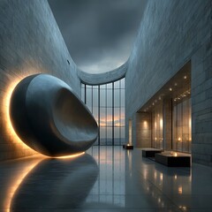 Silver art centerpiece in lobby high resolution picture