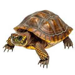 Obraz premium Close-Up of Colorful Turtle on White Background with Intricate Shell Patterns and Vibrant Colors transparent background