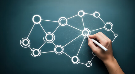 Network Connection Concept Interlinked Nodes for UIUX Design and Data Visualization