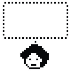 Cartoon pixel cute background man face with chat box blank decoration 8 bit male boy say speak discuss chat box cartoon character pixel 8bit game png vector.
