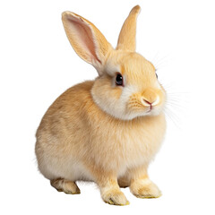Obraz premium Cute Fluffy Bunny Rabbit Sitting on White Background with Bright Eyes and Soft Fur Looking Curiously at the Camera transparent background