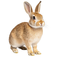 Obraz premium Cute Domestic Rabbit Sitting Gracefully with Fluffy Ears and Bright Eyes in a Soft Natural Light Setting transparent background