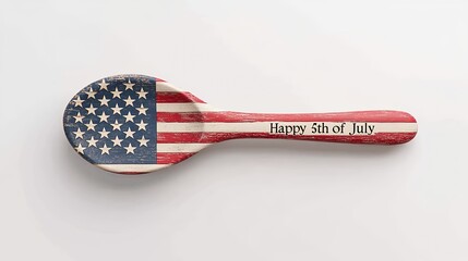 Distressed American Flag Wooden Spoon on White
