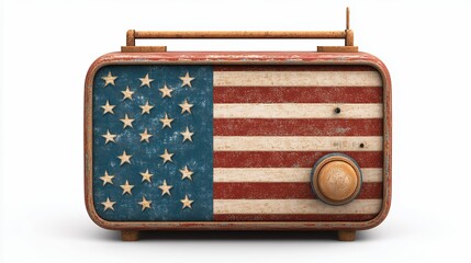 Distressed American Flag Radio Vintage Retro Design